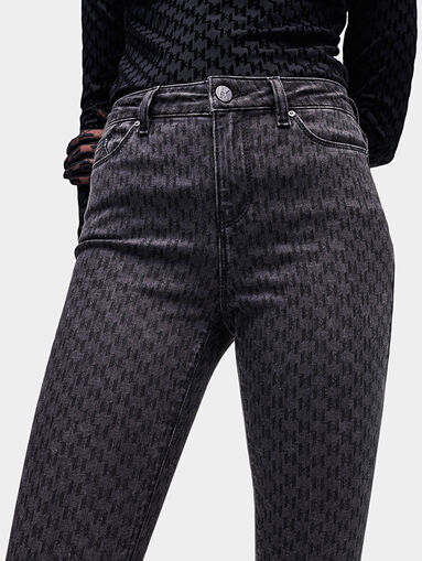 KL MONOGRAM Skinny jeans with monogram logo print - 4