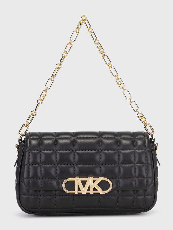 Black leather bag with quilted effect - 1