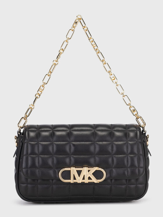 Black leather bag with quilted effect - 1