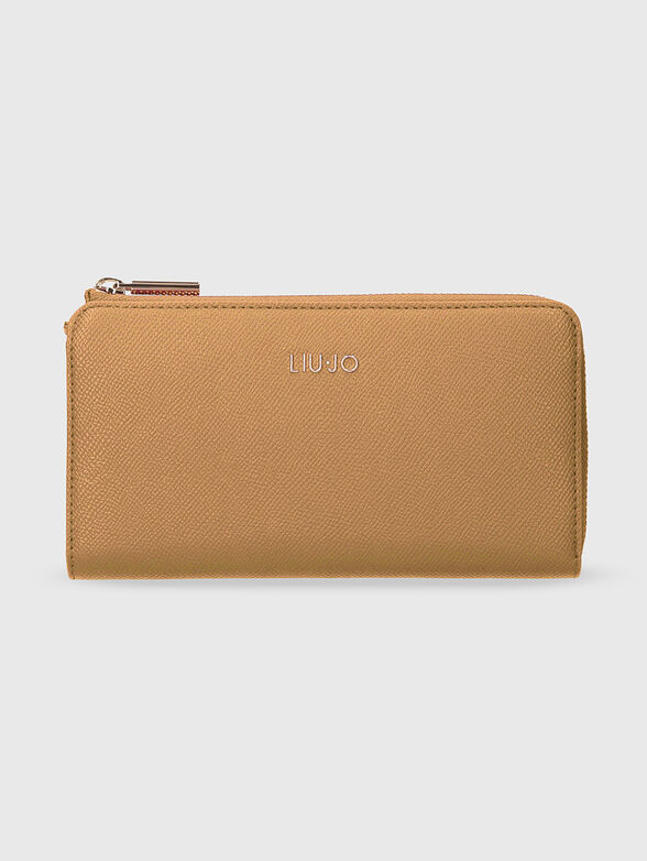 Beige wallet with logo detail - 1
