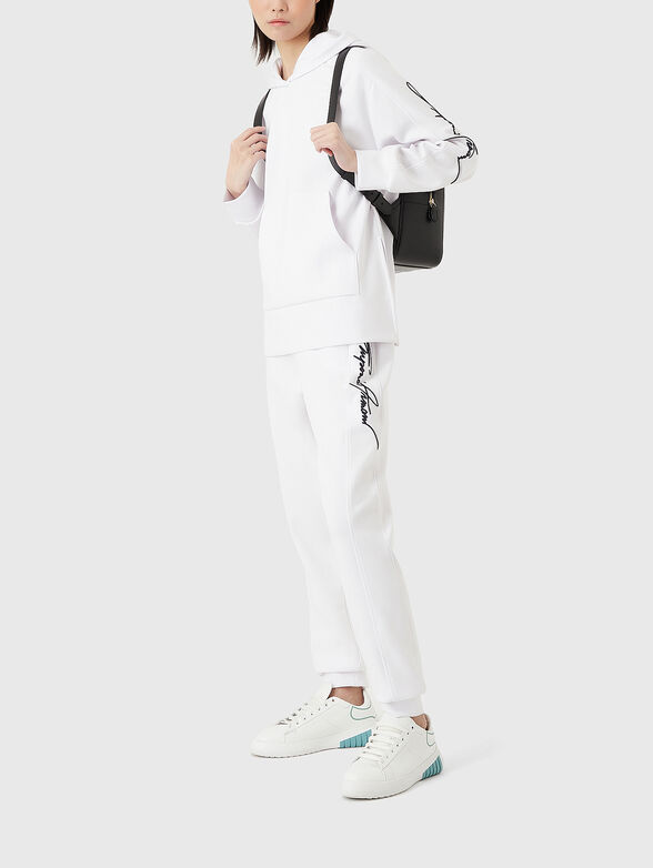 White sports trousers with embroidery - 4