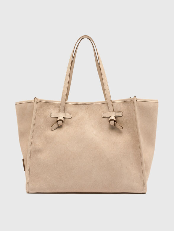 MARCELLA suede bag in beige - 1