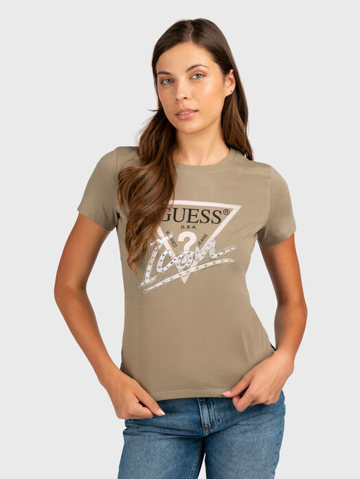 Cotton T-shirt with rhinestones