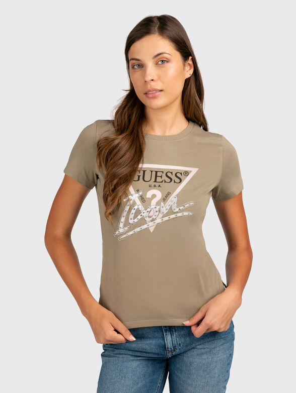 Cotton T-shirt with rhinestones - 1