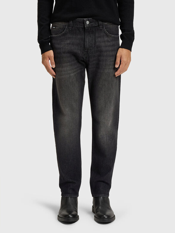 Jeans with washed effect and logo - 1