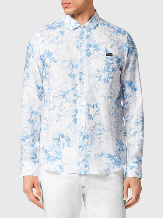 SUGAR DADDY linen shirt with art print - 1