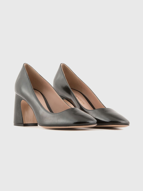 Black leather heeled shoes - 1