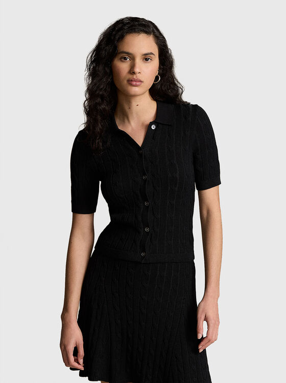 Черна жилетка с къс ръкав - 1