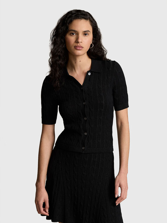 Black cardigan with short sleeves - 1
