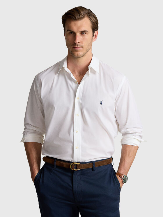 Памучна риза с лого бродерия - 1