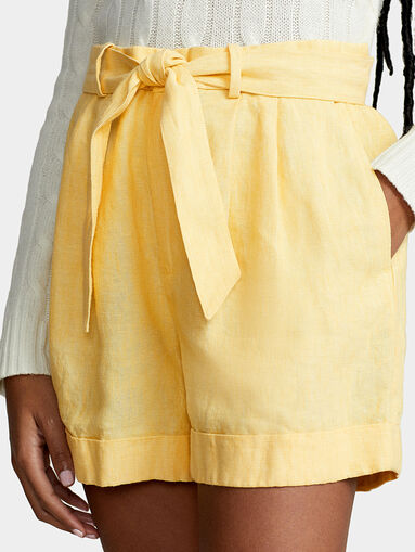 Yellow linen shorts - 3
