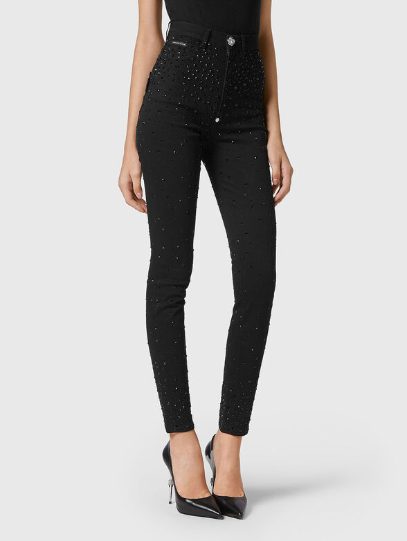 Black jeans with rhinestones - 1