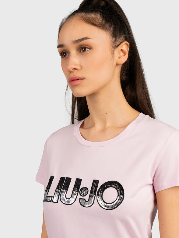 Black T-shirt with applied rhinestones - 4