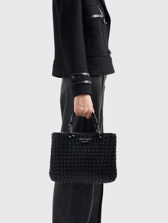 Leather bag with knitted effect and a tote - 2