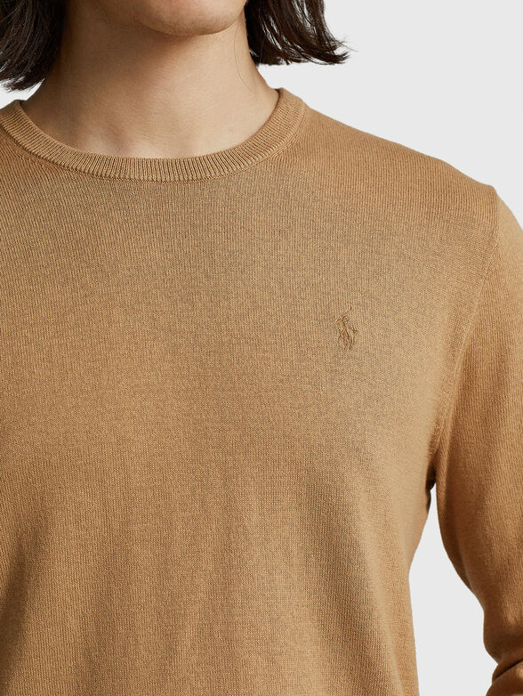 Logo-detail sweater in beige  - 4