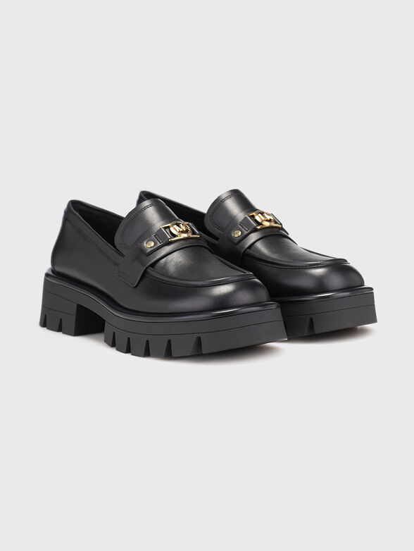 Leather loafers with logo - 2