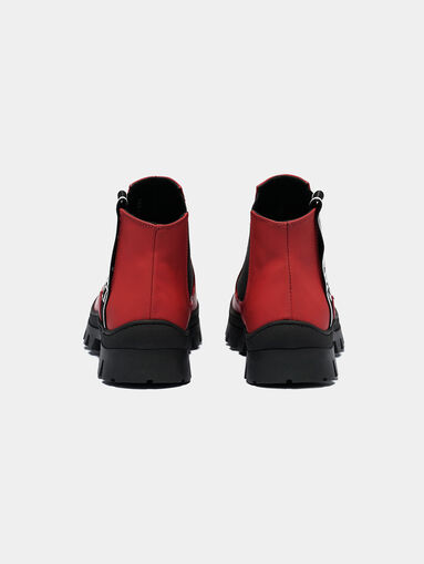 Red leather ankle boots - 4