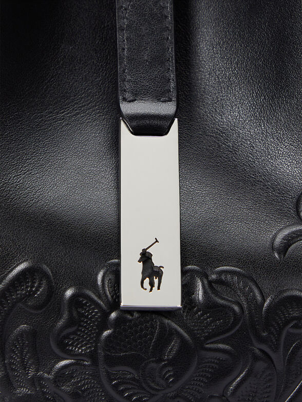 Logo detail leather hobo bag  - 5