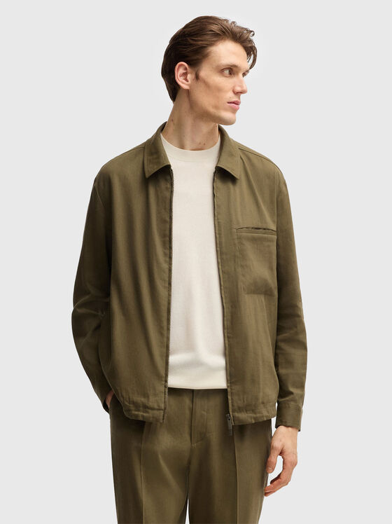 P-CARPER linen jacket with classic collar - 1