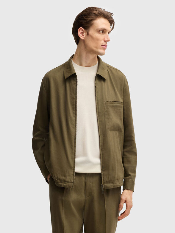 P-CARPER linen jacket with classic collar - 1