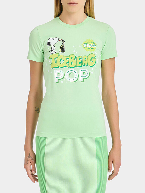 Green T-shirt with Snoopy print - 1