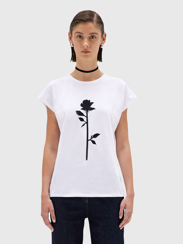 T-shirt with oval neckline and print - 1
