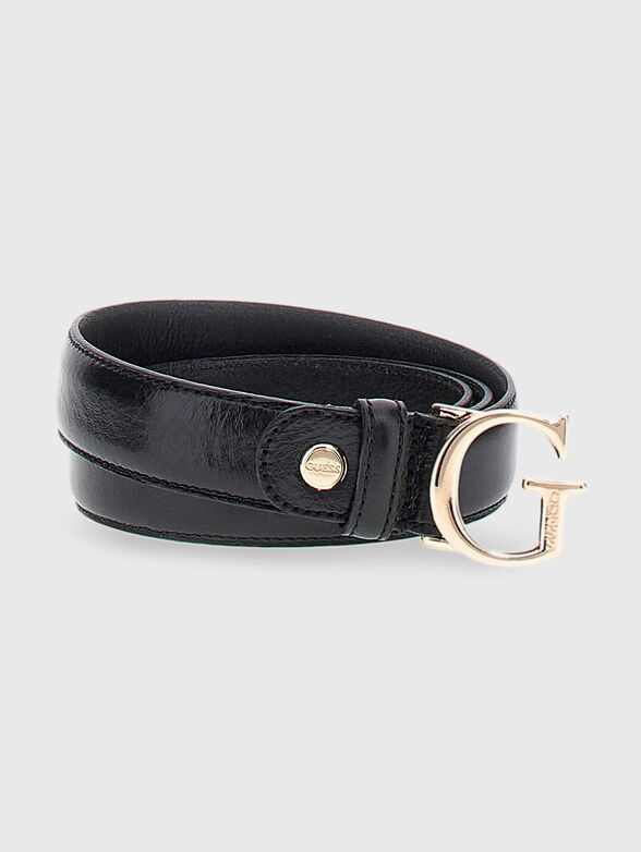 Leather belt with logo buckle - 1
