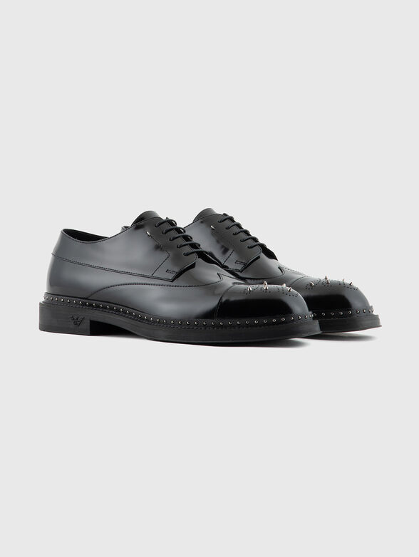 Leather elegant shoes with eyelets - 2