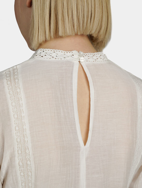 BLANCHE Open knit detail blouse - 4