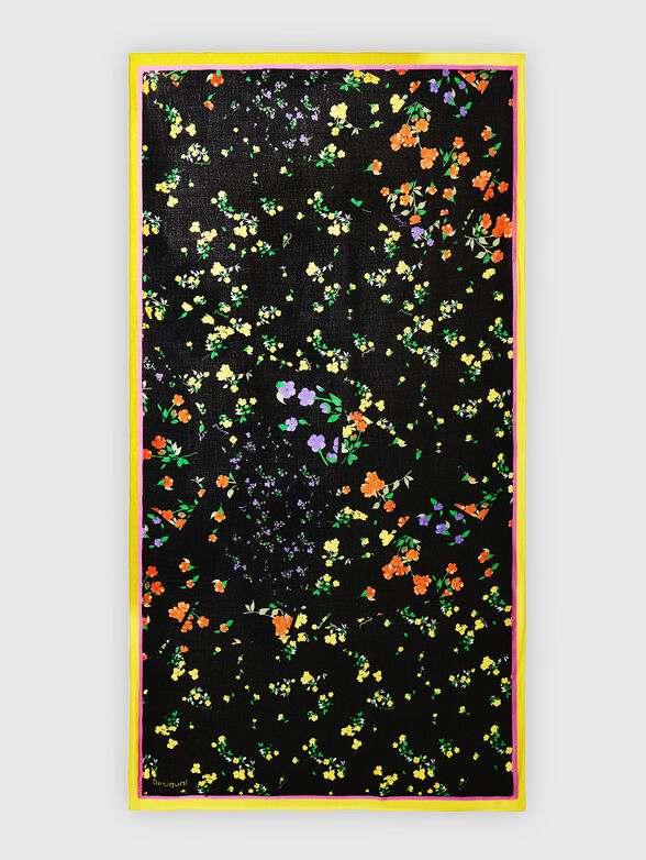 Scarf with floral print and contrast edging - 3