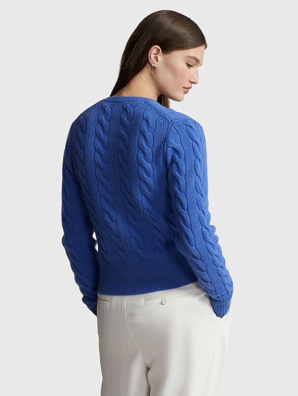 Blue knitted cardigan in wool blend - 3