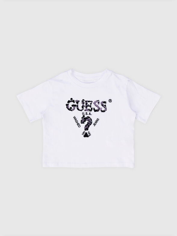 Black T-shirt with sequin logo  - 1