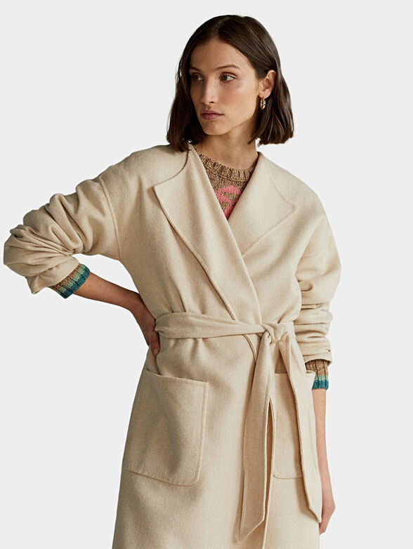 Beige coat with matching belt - 2