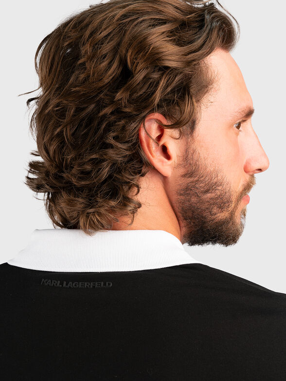 Black polo shirt with contrast collar and logo - 3