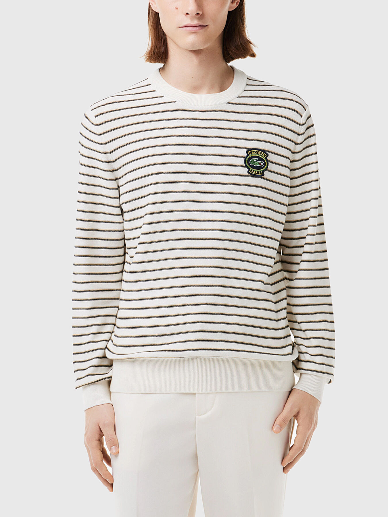 Striped sweater with oval neckline brand LACOSTE Globalbrandsstore en