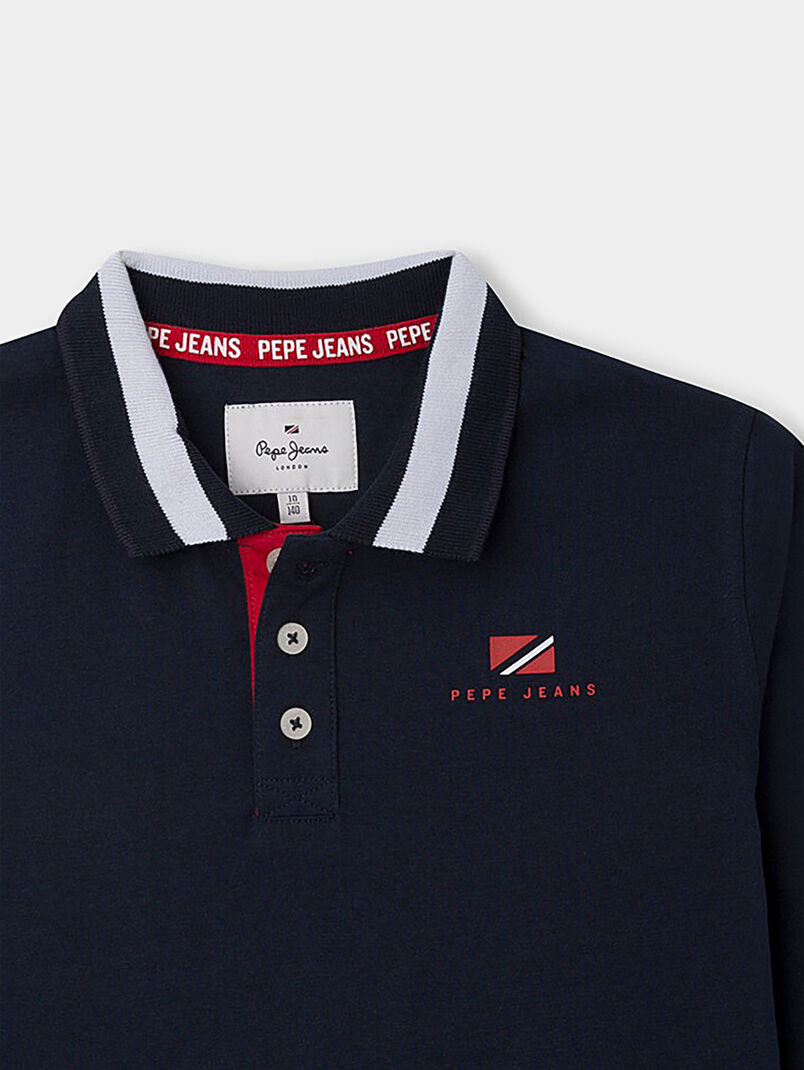 VEGAS blue polo shirt with long sleeves - 3