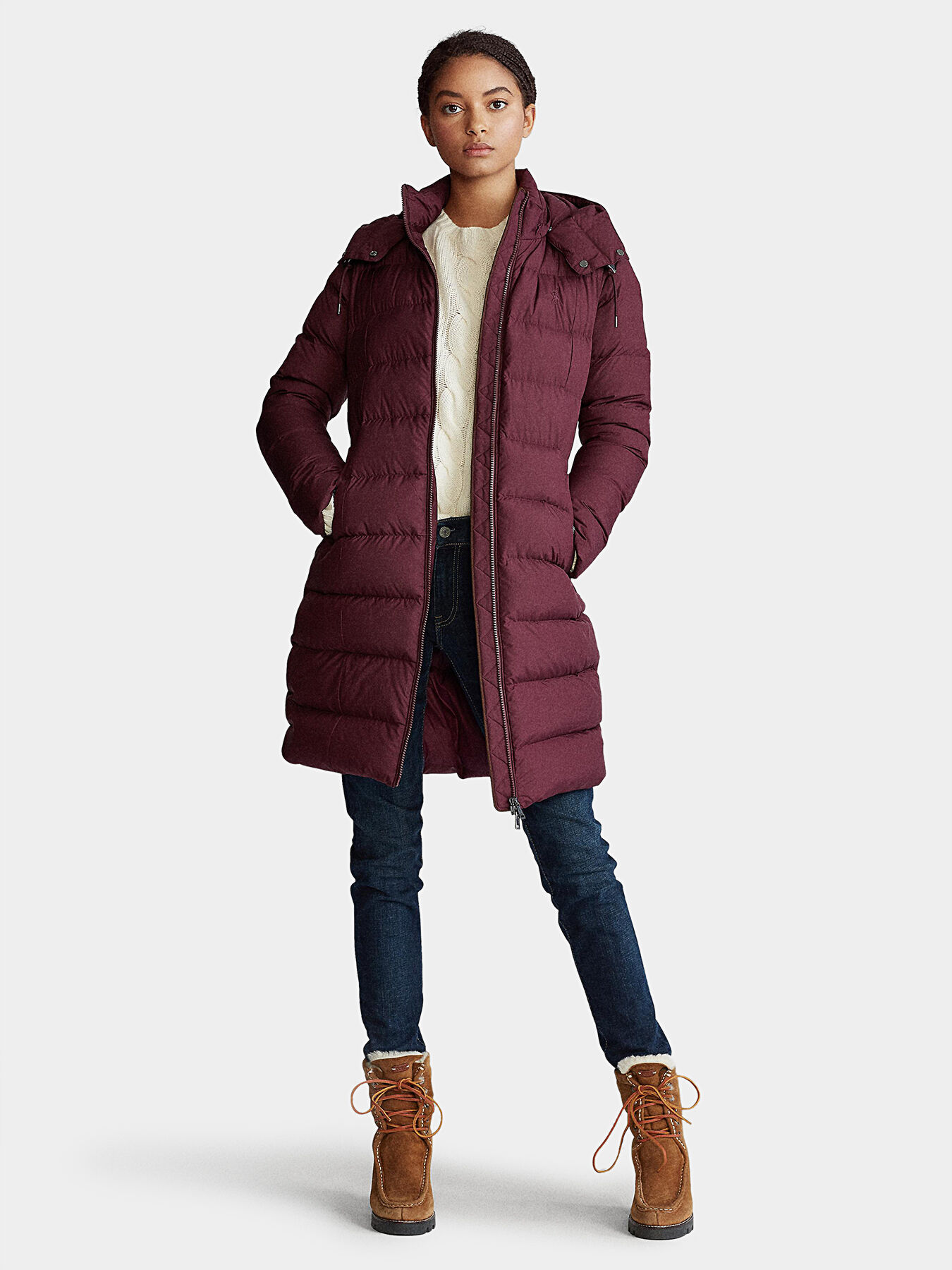 Ralph lauren burgundy coat discount
