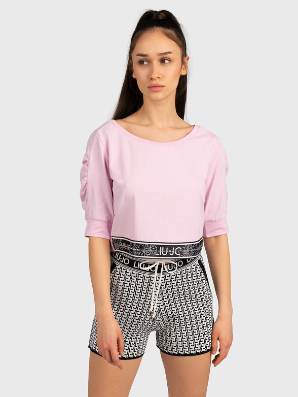 Short T-shirt with floral details - 1