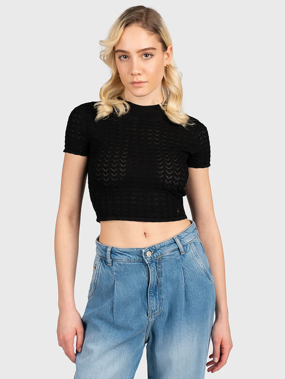 JULIE beige blouse with short sleeve - 1