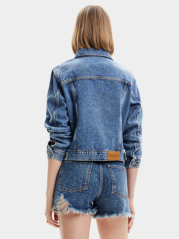 Denim jacket with shiny appliqu&eacute;s - 3
