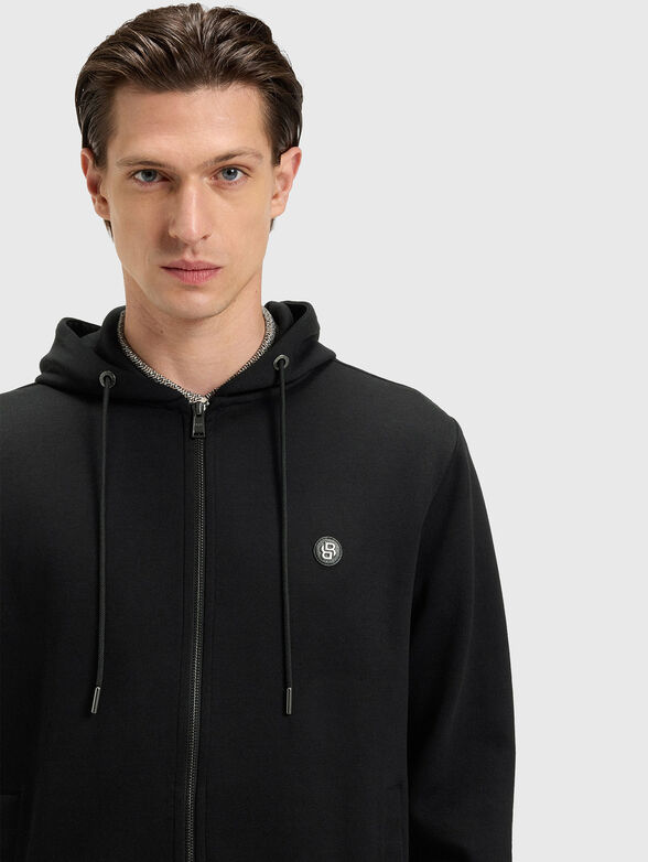 Cotton sweatshirt with hood in black - 4