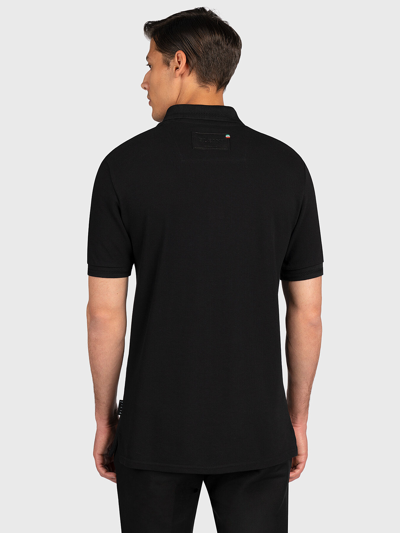 Tシャツ・カットソー PHILIPP PLEIN Men Polo Shirts MTK8165 PJY002N 02 02 BLACK BL Philipp Plein Branded band black cotton polo shirt