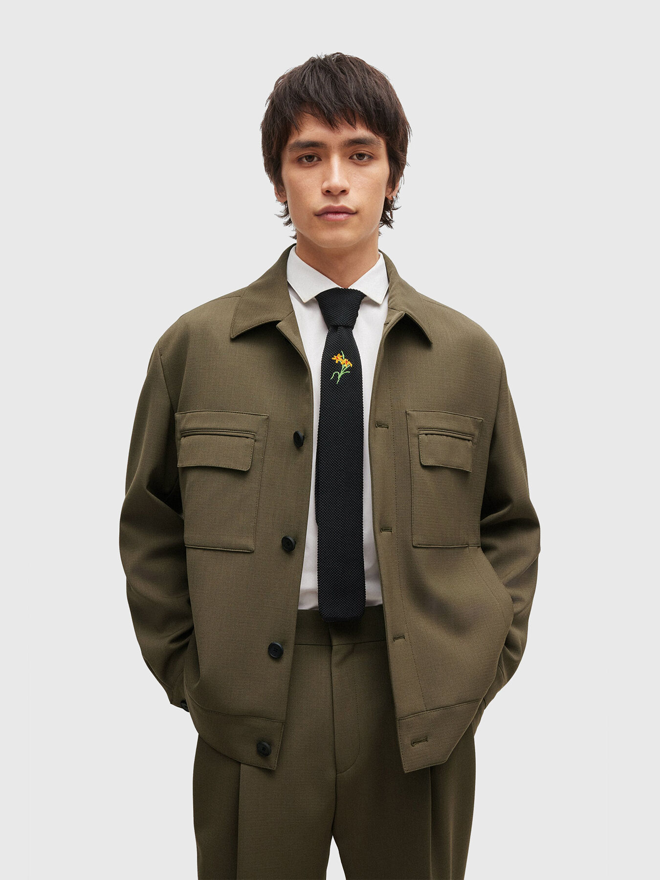 JULIANO black wool blend jacket brand HUGO