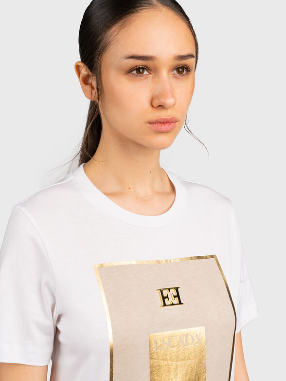 White cotton T-shirt with logo detail - 4