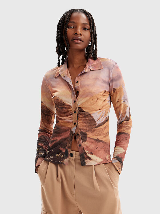 Риза с многоцветен принт - 1