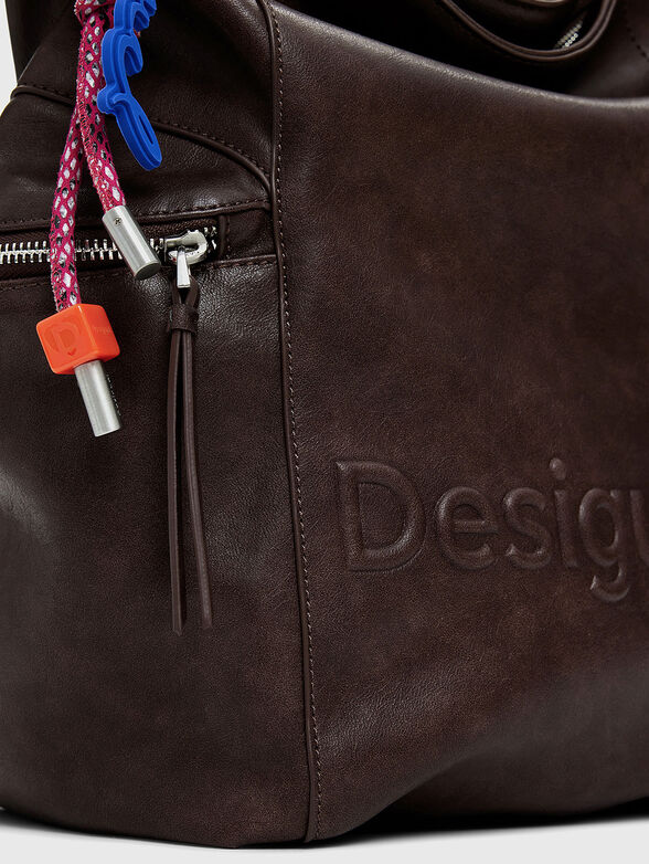 Faux leather large backpack with embossed logo - 5