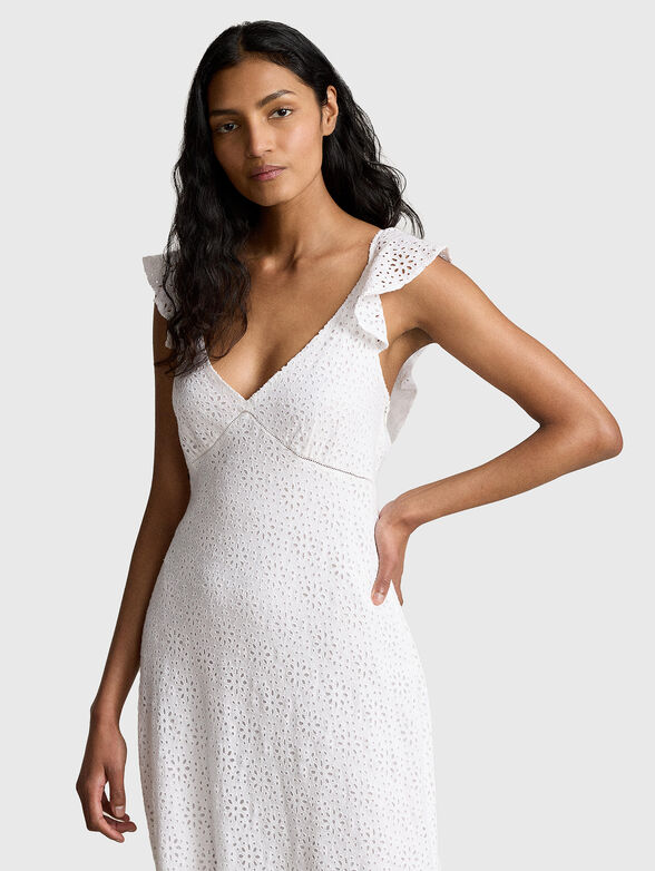 Linen maxi dress with English embroidery - 2