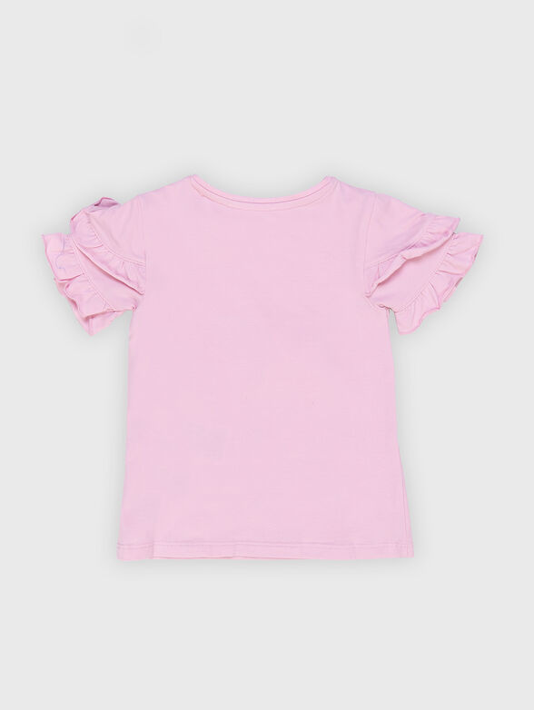 Pink T-shirt wth contrasting print - 2