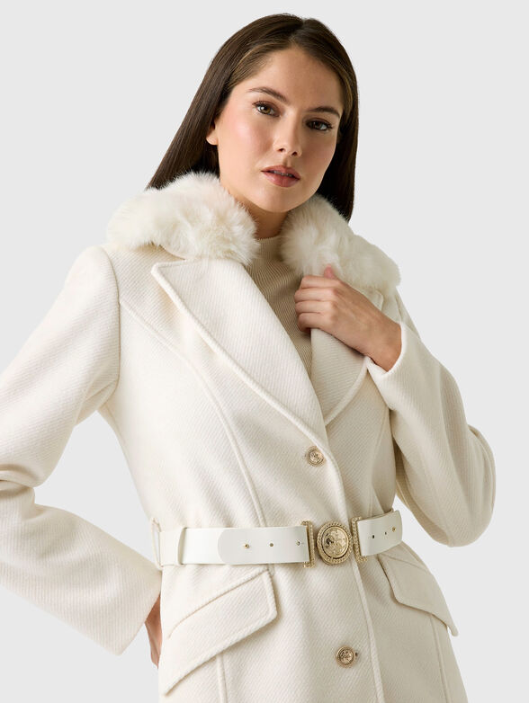 PATRICE black wool blend coat with belt - 4