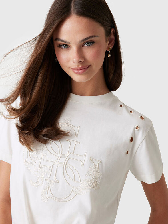 Cropped T-shirt with logo embroidery - 4